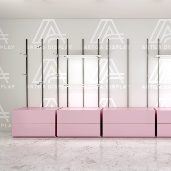 Boutique Store Wall Mounted Shoes HandBag Display Rack Shelf with LED Light