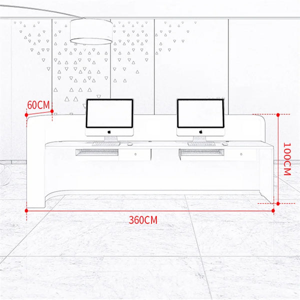 Modern Design L Shape Hotel White Reception Counter Front Desk with LED Lights