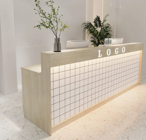 Custom LOGO Clothing Store Checkout Counter Front Reception Desk for Beauty Salon