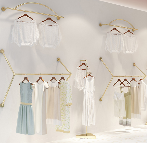 Wholesale Golden Clothing Shelf Display Rack Wall