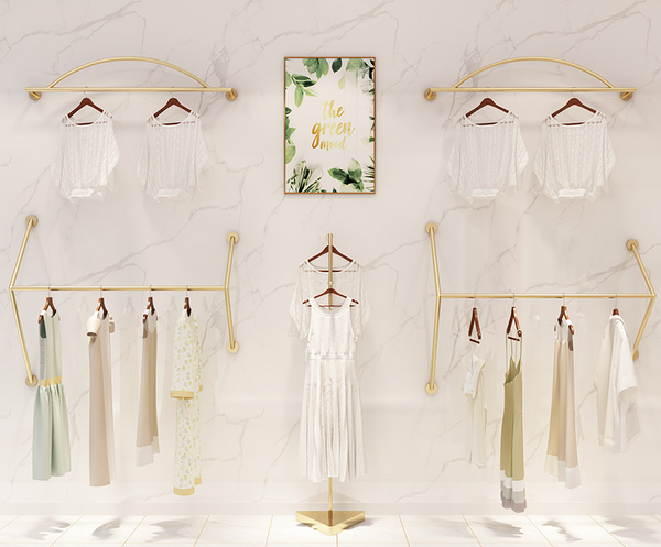 Wholesale Golden Clothing Shelf Display Rack Wall