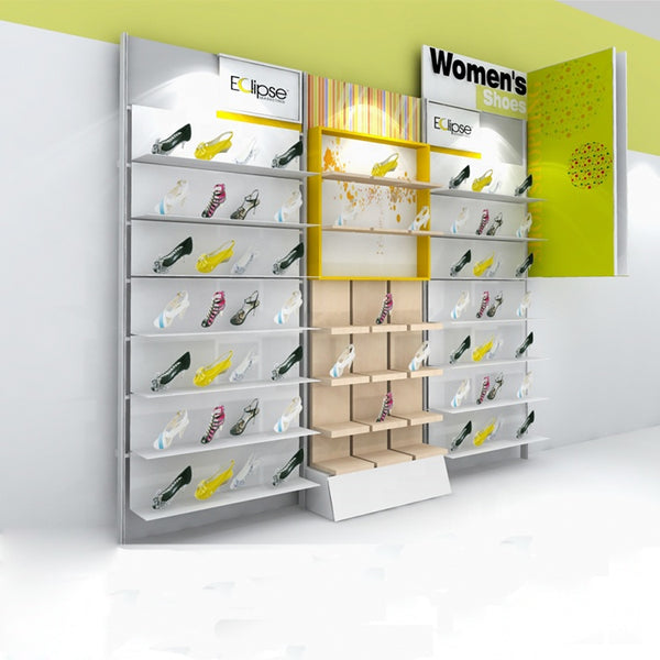 Custom Wooden Slatwall Shoe Display Shelf