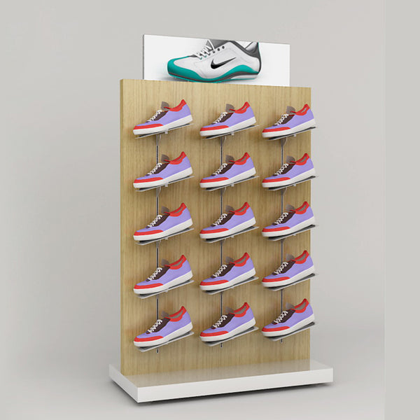 Custom Wooden Slatwall Shoe Display Shelf