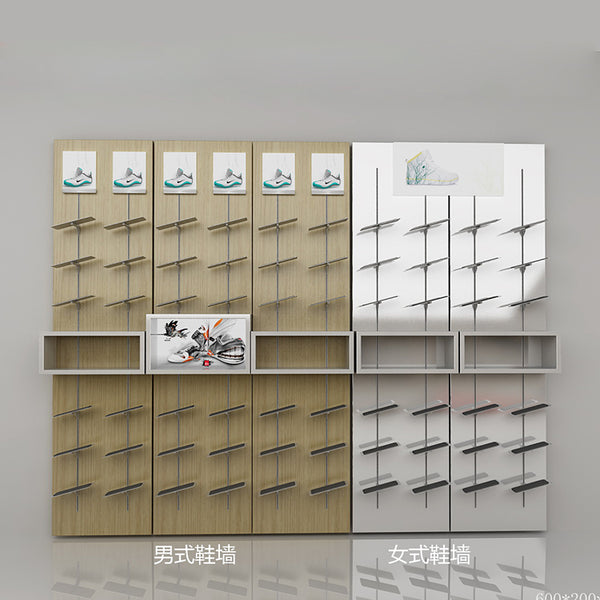Custom Wooden Slatwall Shoe Display Shelf
