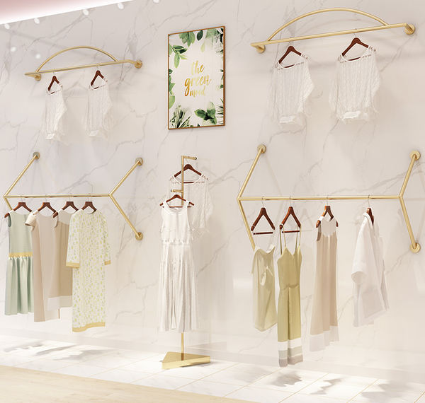 Wholesale Golden Clothing Shelf Display Rack Wall
